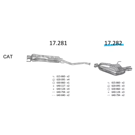 EDEX 17.282 - Opel Vectra B 2-5 / 2.6 kipufogó hátsó dob