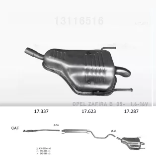   EDEX 17.287 - Kipufogó hátsó dob OPEL ZAFIRA B 1.6, 1.8 (2005-2015)