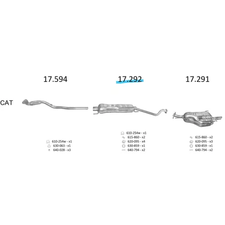 EDEX 17.292 - Opel Astra G 1.6 / 1.8 / 2.0 kipufogó közép dob
