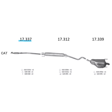 EDEX 17.337 kipufogó első cső - Opel Astra H / Zafira B / 1.6 / 1.8
