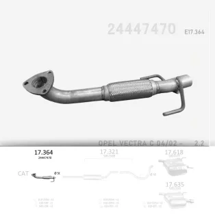   EDEX 17.364 - Kipufogó kipufogó cső OPEL VECTRA C 2.2 (2002-2008)
