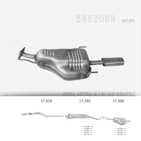 EDEX 17.371 - Kipufogó hátsó dob OPEL ASTRA G 1.8 (2000-2010)