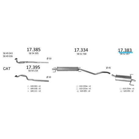 EDEX 17.383 - Opel Astra H / H GTC 1.4 / 1.6 kipufogó hátsó dob