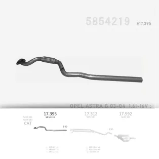   EDEX 17.395 - Kipufogó kipufogó cső OPEL ASTRA G 1.6 (1998-2010)