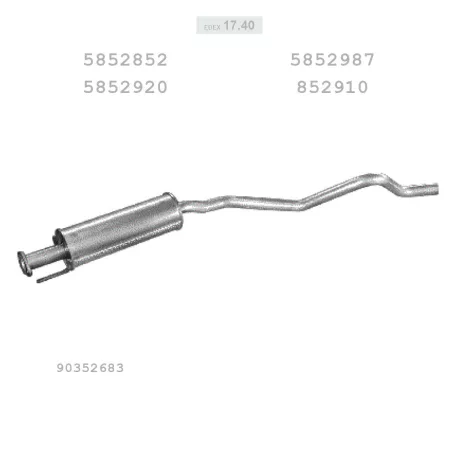 EDEX 17.40 - Kipufogó közép dob OPEL ASTRA F 1.4, 1.6, 1.7 D, 1.8, 2.0 (1991-1998)