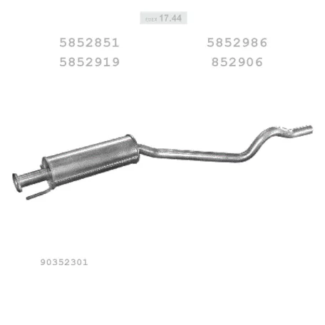 EDEX 17.44 - Kipufogó közép dob OPEL ASTRA F 1.4, 1.6, 1.7 D, 1.8, 2.0 (1991-1998)