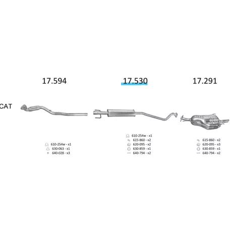 EDEX 17.530 - Opel Astra G 1.4 / 1.6 kipufogó közép dob