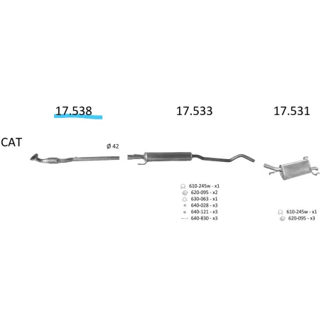 EDEX 17.538 - Opel Corsa C 1.0 kipufogó cső