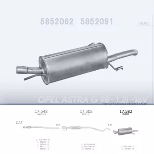   EDEX 17.582 - Kipufogó hátsó dob OPEL ASTRA G 1.2 (1998-2005)