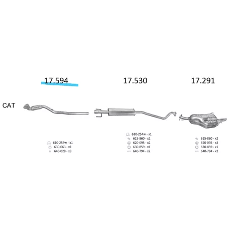 EDEX 17.594 - Opel Astra G / Zafira A / 1.4 / 1.6 első kipufogó cső