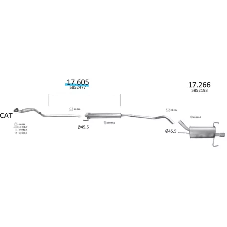 EDEX 17.605 - Opel Corsa C 1.4 kipufogó közép dob