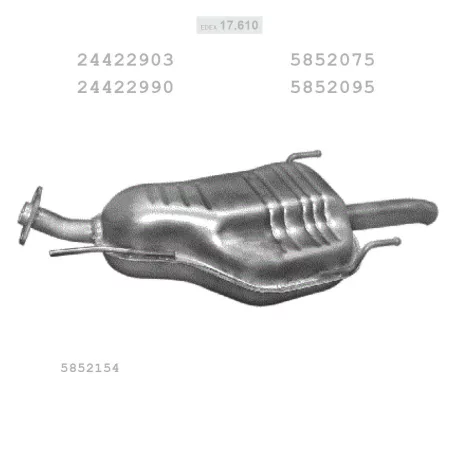 EDEX 17.610 - Kipufogó hátsó dob OPEL ZAFIRA A 2.0 D (1999-2005)