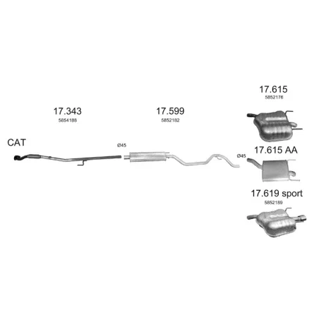 EDEX 17.615aa - Opel Vectra C kipufogó hátsó dob