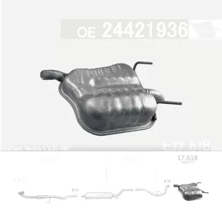   EDEX 17.618 - Kipufogó hátsó dob OPEL VECTRA C 1.8, 2.2 (2002-2011)