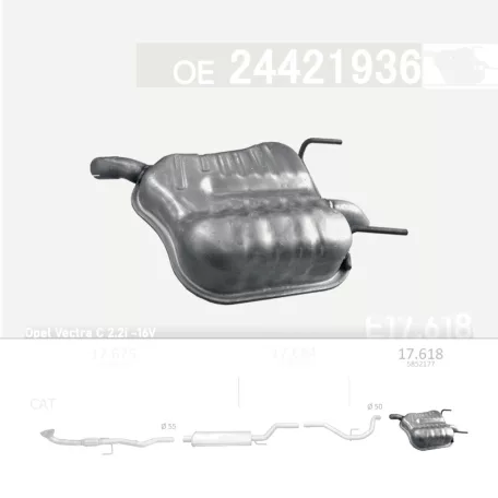 EDEX 17.618 - Kipufogó hátsó dob OPEL VECTRA C 1.8, 2.2 (2002-2011)