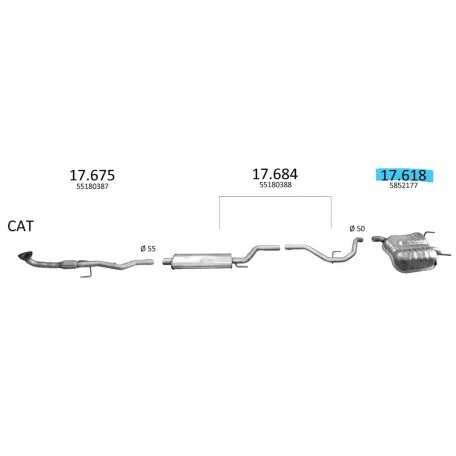 EDEX 17.618 - Kipufogó hátsó dob OPEL VECTRA C 1.8, 2.2 (2002-2011)