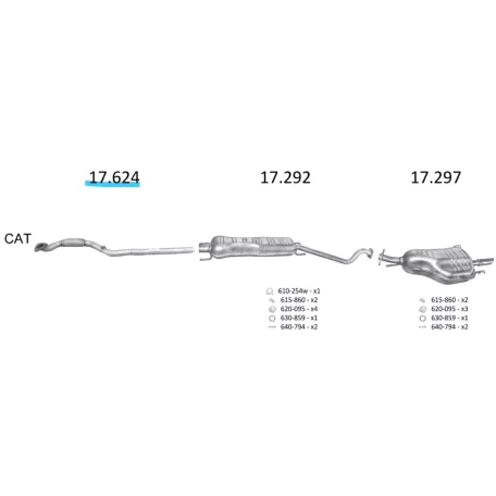 EDEX 17.624 - Opel Astra G / H / H GTC / Zafira A / 1.8i kipufogó cső