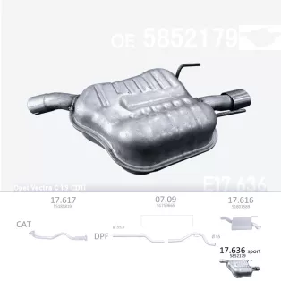   EDEX 17.636 - Kipufogó hátsó dob FIAT CROMA 1.9 D, 2.0 D, 2.2 D (2002-2011)