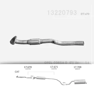   EDEX 17.670 - Kipufogó kipufogó cső OPEL CORSA D 1.4 (2006-)
