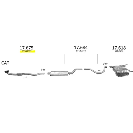 EDEX 17.675 - Opel Vectra / Signum kipufogó első cső