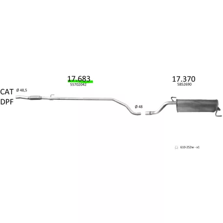 EDEX 17.683 - Opel Corsa D / Fiat Punto / Grande Punto kipufogó cső