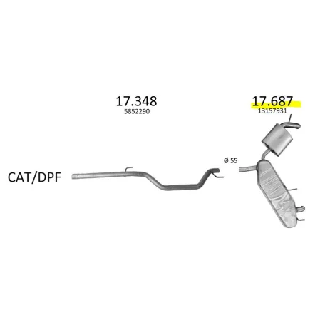 EDEX 17.687 - Opel Signum / Vectra C kipufogó hátsó dob