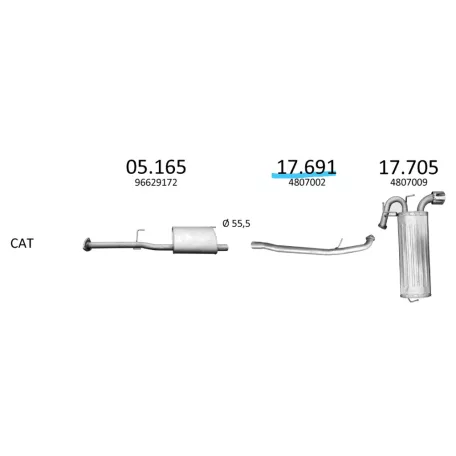 EDEX 17.691 - Opel Antara 2.4 középső kipufogó cső