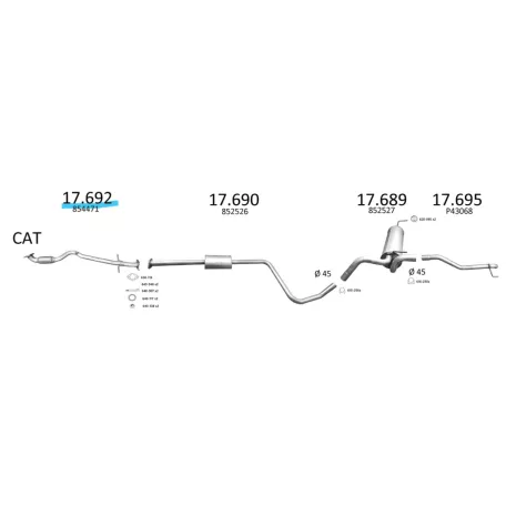 EDEX 17.692 - Opel Astra J / Chevrolet Cruze kipufogó cső