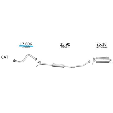 EDEX 17.696 - Opel Agila B / Suzuki Splash 1.0 kipufogó cső