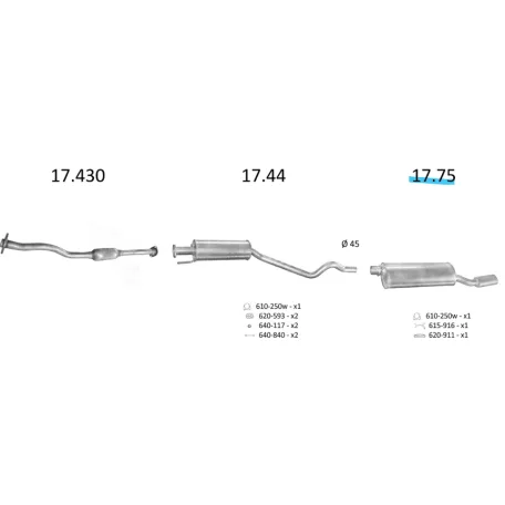 EDEX 17.75 - Opel Astra F / Kadett E / sedan kipufogó hátsó dob