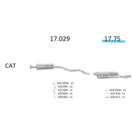 EDEX 17.75 - Opel Astra F / Kadett E / sedan kipufogó hátsó dob