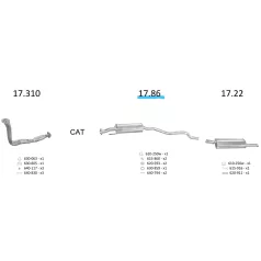 EDEX 17.86 - Opel Astra F kipufogó közép dob