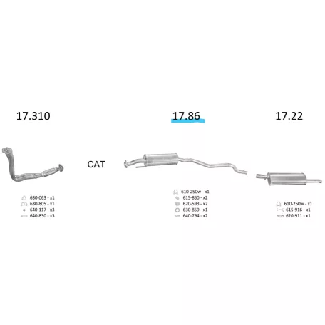 EDEX 17.86 - Opel Astra F kipufogó közép dob