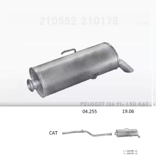   EDEX 19.06 - Kipufogó hátsó dob PEUGEOT 106 1.3, 1.4 (1992-1996)