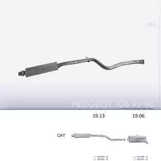   EDEX 19.13 - Kipufogó közép dob PEUGEOT 106 1.4, 1.6 (1991-1996)