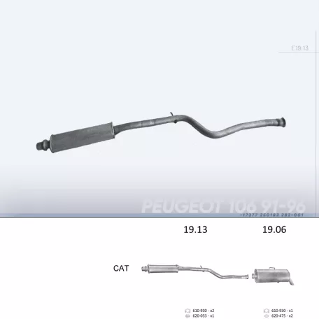 EDEX 19.13 - Kipufogó közép dob PEUGEOT 106 1.4, 1.6 (1991-1996)