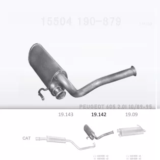   EDEX 19.142 - Kipufogó közép dob PEUGEOT 605 2.0, 2.1 D (1989-1995)