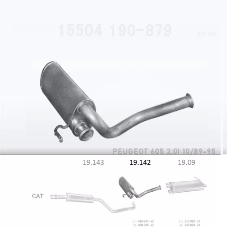 EDEX 19.142 - Kipufogó közép dob PEUGEOT 605 2.0, 2.1 D (1989-1995)