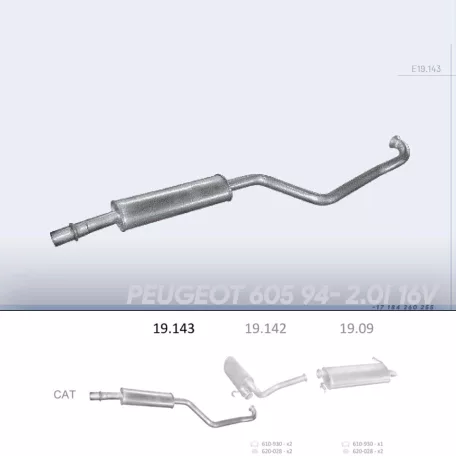 EDEX 19.143 - Kipufogó közép dob PEUGEOT 605 2.0 (1989-1995)