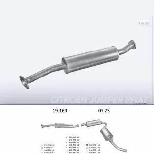   EDEX 19.169 - Kipufogó közép dob CITROEN JUMPER 1.9 D, 2.5 D (1994-2002)