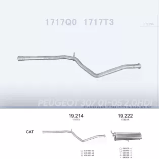   EDEX 19.214 - Kipufogó kipufogó cső PEUGEOT 307 2.0 D (2001-2005)