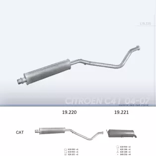   EDEX 19.220 - Kipufogó hátsó dob CITROEN C4 2.0 (2001-2007)