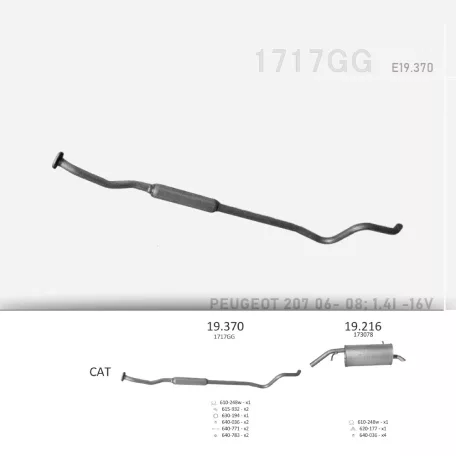 Kipufogó közép dob PEUGEOT 207 1.4 (2006-2008)
