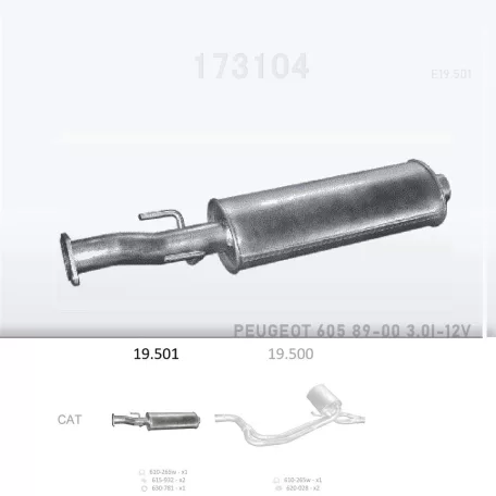 EDEX 19.501 - Kipufogó közép dob CITROEN XM 3.0 (1989-2001)