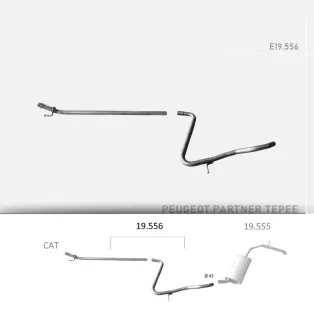   EDEX 19.556 - Kipufogó kipufogó cső PEUGEOT PARTNER TEPEE 1.6 D (2010-2015)