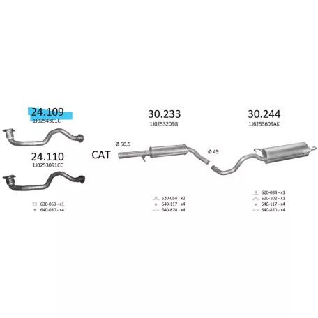 EDEX 24.109 - Kipufogó kipufogó cső SEAT LEON 1.4 (1997-2010)