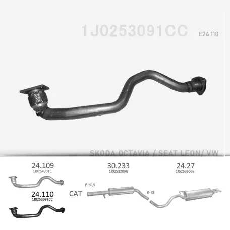 EDEX 24.110 - Kipufogó gyűjtő cső SEAT LEON 1.4 (1997-2010)