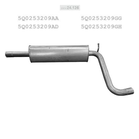 EDEX 24.126 - Kipufogó közép dob SKODA OCTAVIA III 1.4 (2012-)