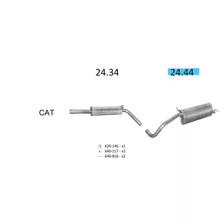 EDEX 24.44 - Kipufogó hátsó dob VW POLO 1.4 (2000-2009)