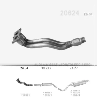   EDEX 24.54 - Kipufogó gyűjtő cső VW GOLF IV 1.6 (1995-2007)